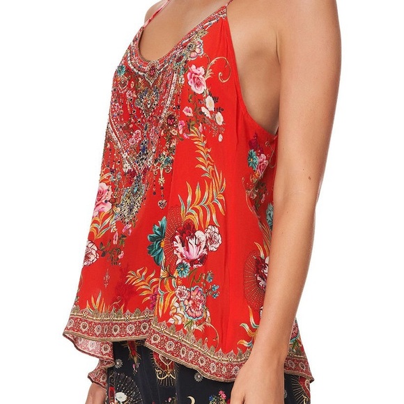 Camilla Tops - Camille T Back Chrystal beaded  SILK  tank